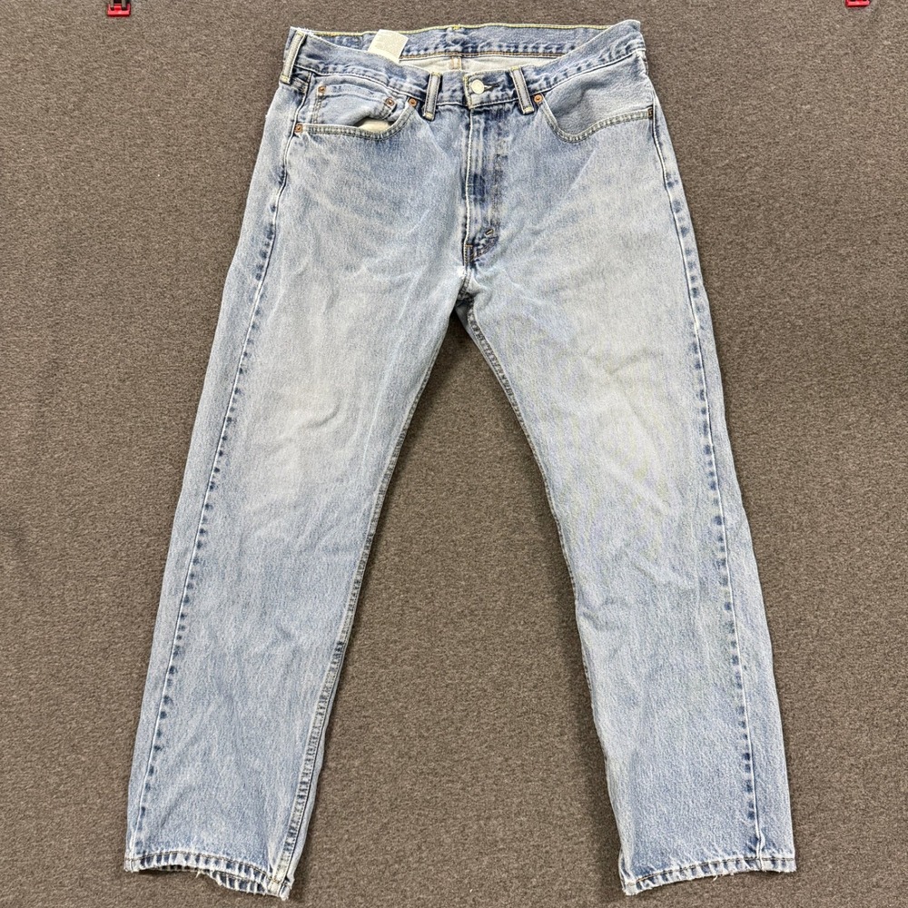 Vintage Levis 505 Straight Leg Jeans Mens 36x30 Blue Fair Distressed Denim